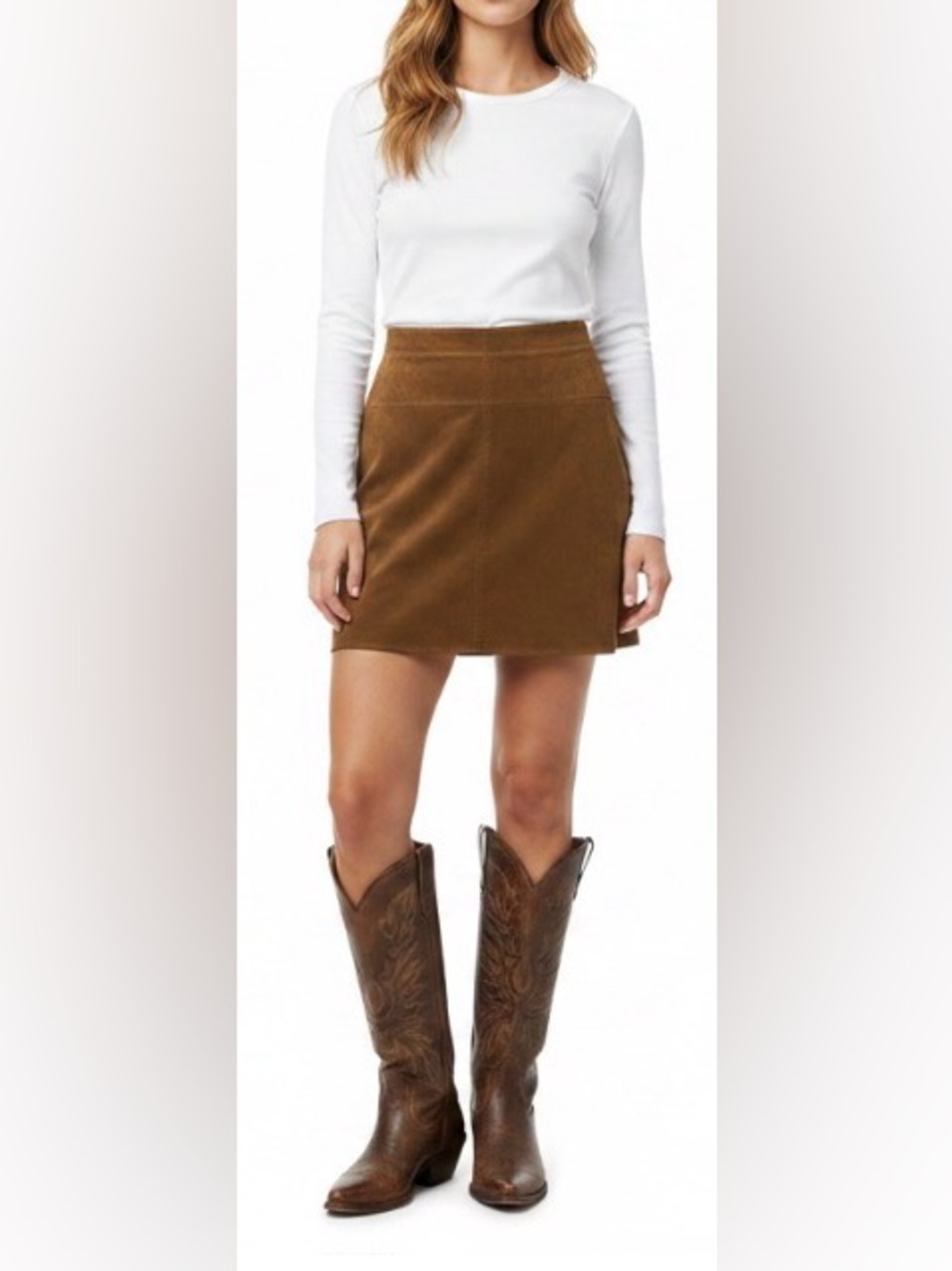 Max Studio Specialty Products Faux Suede Brown Boho Western Skirt Size Small